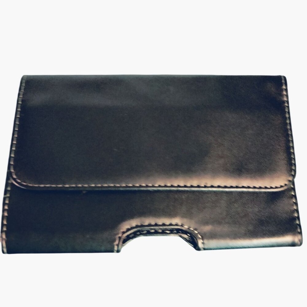 Black Leather Visor Glass Document Case Magnetic Closure Vintage